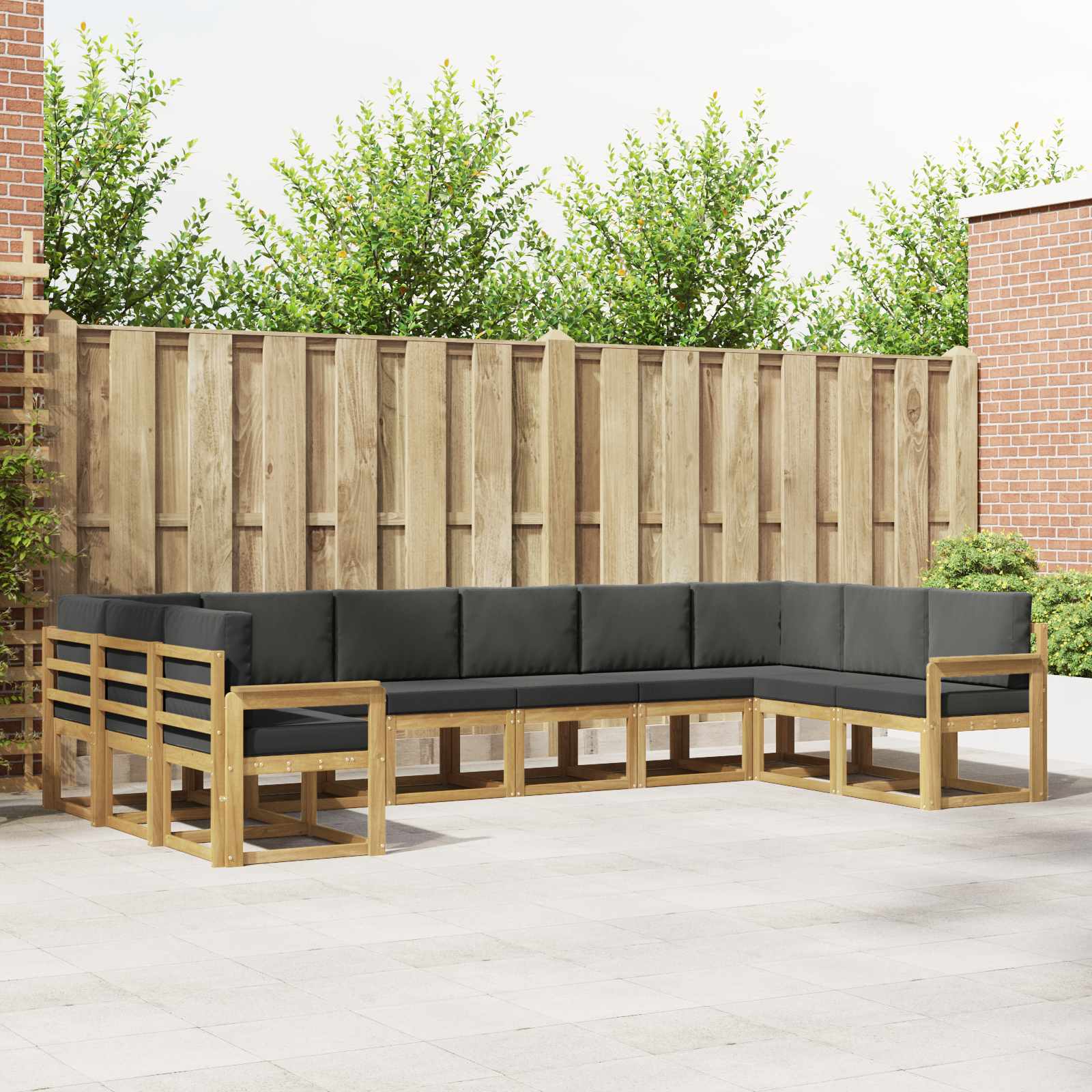 Udendørs sofagruppe med pude 10 pcs Hvid og antracit