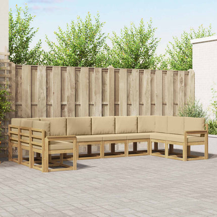 Udendørs sofagruppe med pude 10 pcs Hvid og Beige
