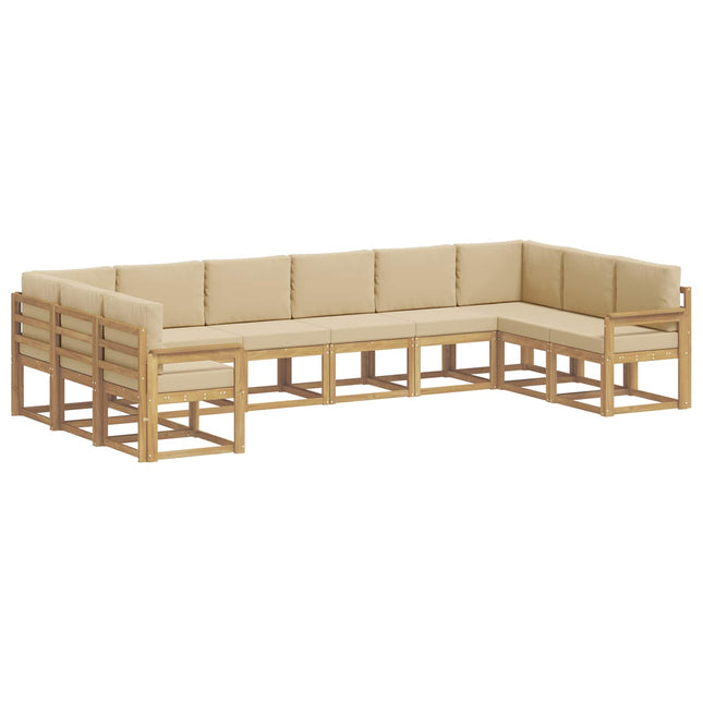 Udendørs sofagruppe med pude 10 pcs Hvid og Beige