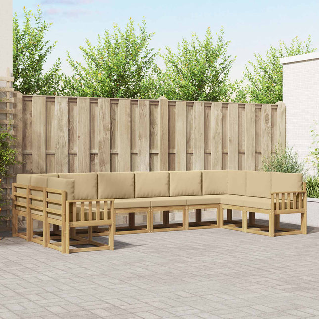 Udendørs sofagruppe med pude 10 pcs Hvid og Beige
