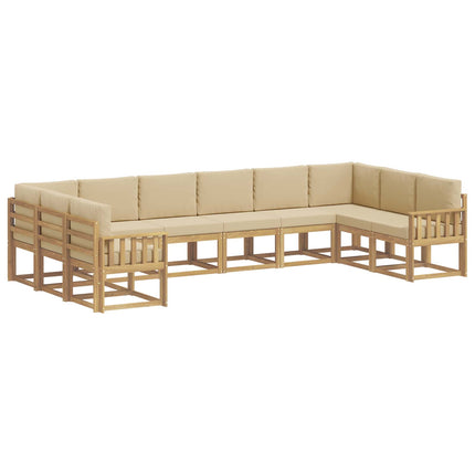 Udendørs sofagruppe med pude 10 pcs Hvid og Beige
