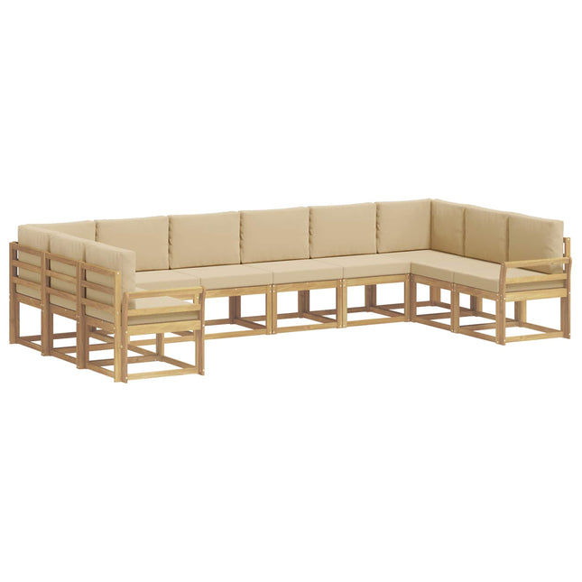 Udendørs sofagruppe med pude 10 pcs Hvid og Beige