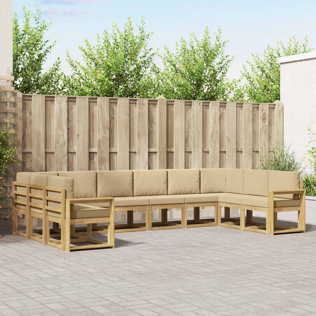 Udendørs sofagruppe med pude 10 pcs Hvid og Beige