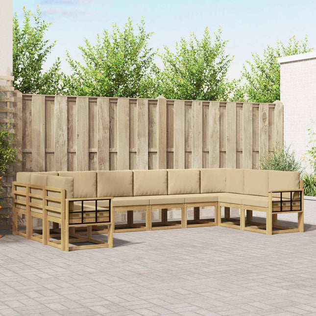 Udendørs sofagruppe med pude 10 pcs Hvid og Beige