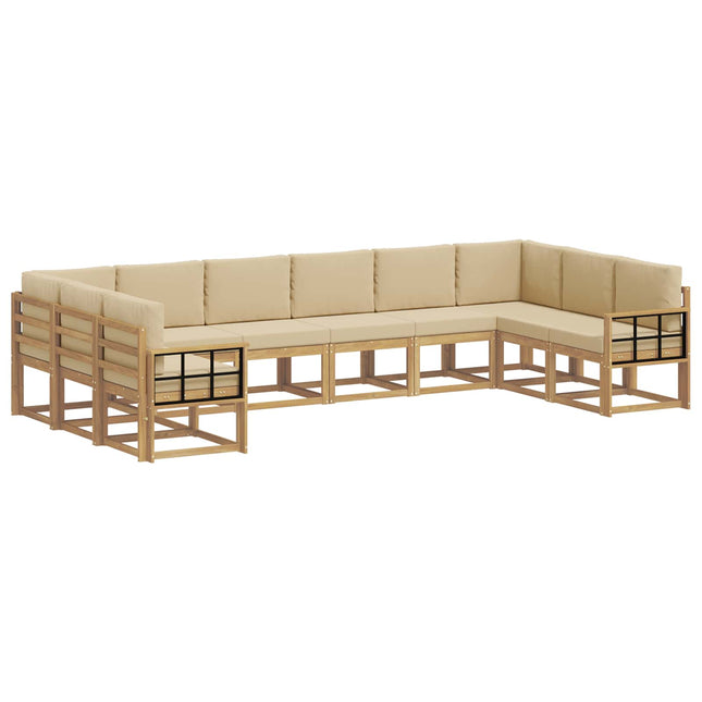 Udendørs sofagruppe med pude 10 pcs Hvid og Beige