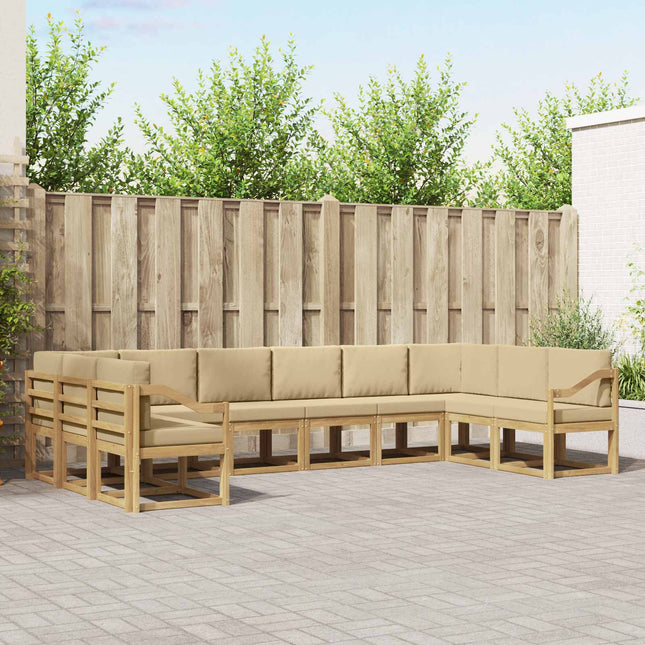 Udendørs sofagruppe med pude 10 pcs Hvid og Beige