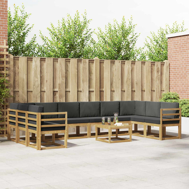 Udendørs sofagruppe med pude 11 pcs Hvid og antracit