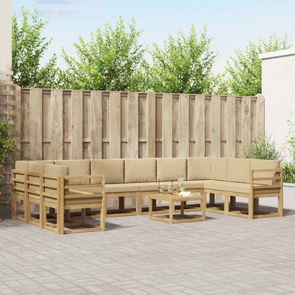 Udendørs sofagruppe med pude 11 pcs Hvid og Beige