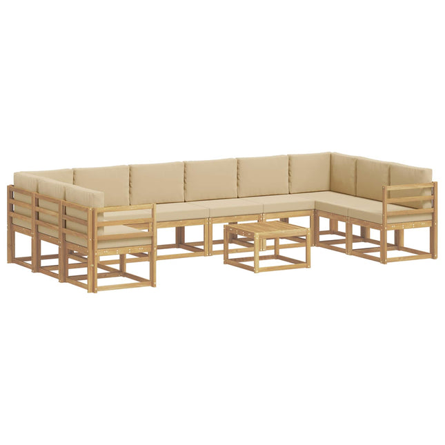 Udendørs sofagruppe med pude 11 pcs Hvid og Beige