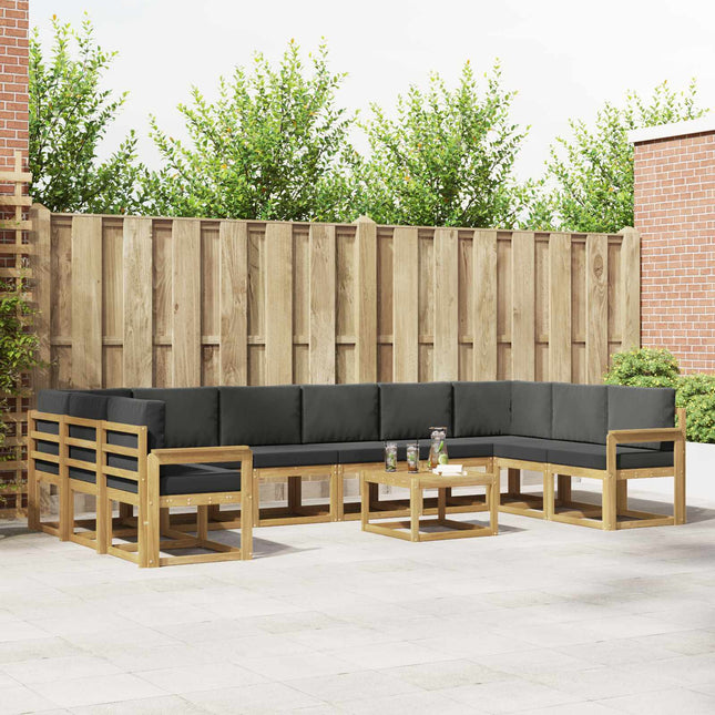 Udendørs sofagruppe med pude 11 pcs Hvid og antracit