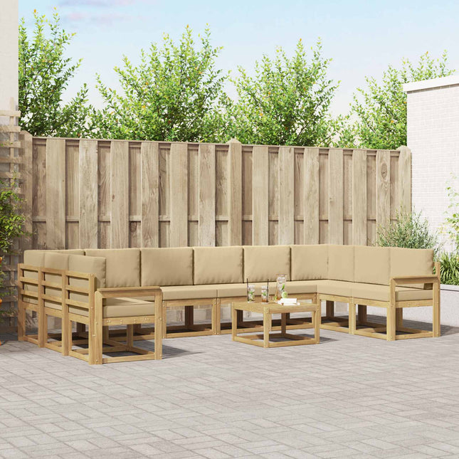 Udendørs sofagruppe med pude 11 pcs Hvid og Beige