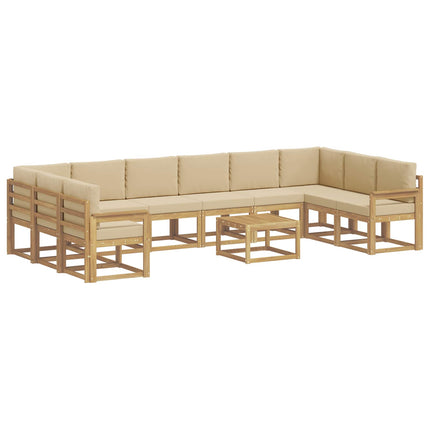 Udendørs sofagruppe med pude 11 pcs Hvid og Beige