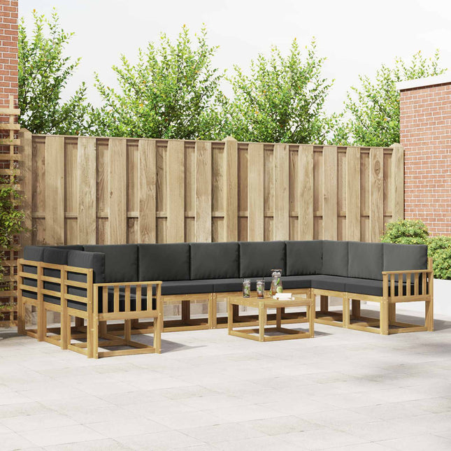 Udendørs sofagruppe med pude 11 pcs Hvid og antracit