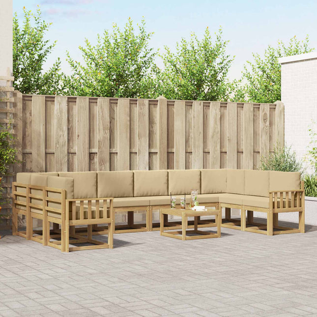 Udendørs sofagruppe med pude 11 pcs Hvid og Beige