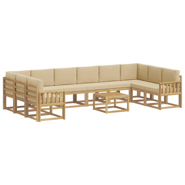 Udendørs sofagruppe med pude 11 pcs Hvid og Beige