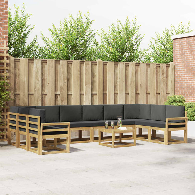 Udendørs sofagruppe med pude 11 pcs Hvid og antracit