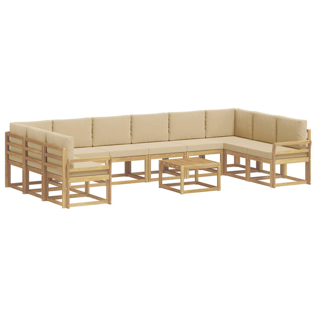 Udendørs sofagruppe med pude 11 pcs Hvid og Beige