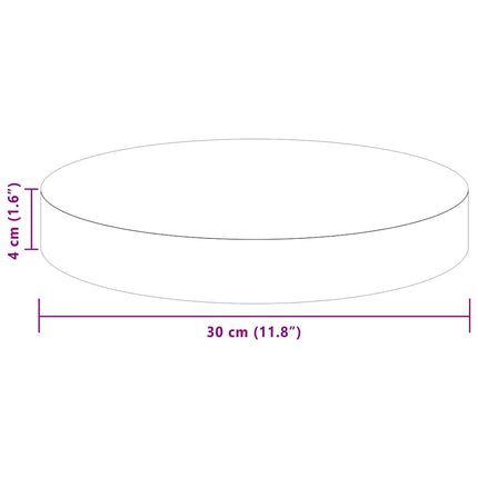 Bordplade Ø 30 x 4 cm Rund Massivt Eg Træ Lys Brun