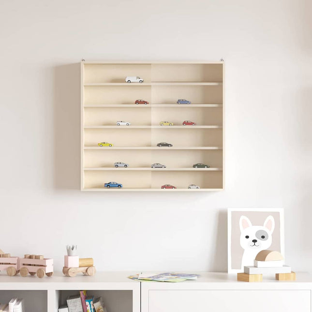 Vægdisplaykasse med hylde Beige 60 x 8,5 x 54 cm Krydsfinér