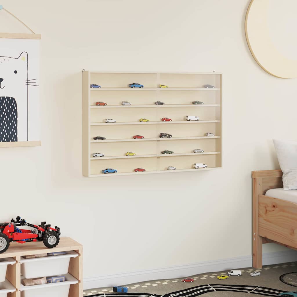 Vægdisplaykasse med hylde Beige 80 x 8,5 x 54 cm Krydsfinér