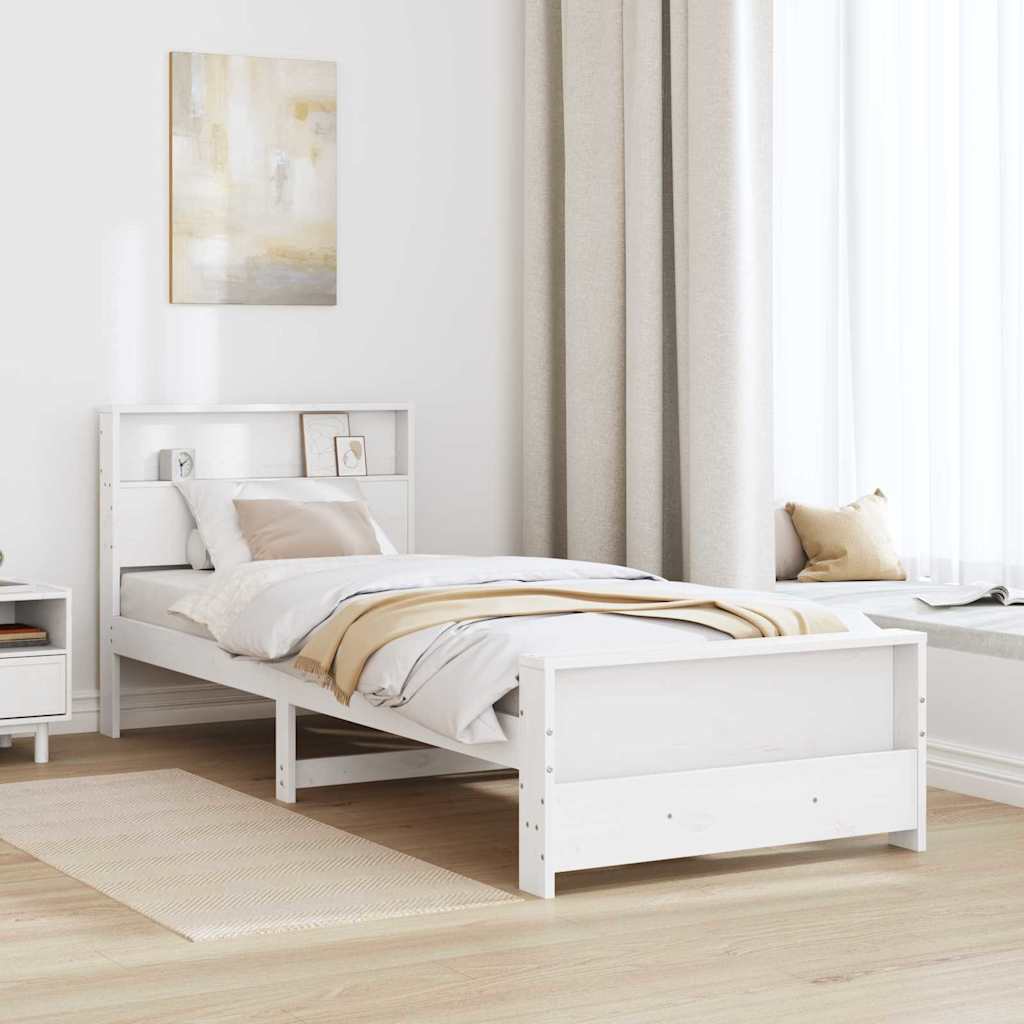Sengestel med hovedgærde Hvid 90 x 200 cm Konstrueret træ