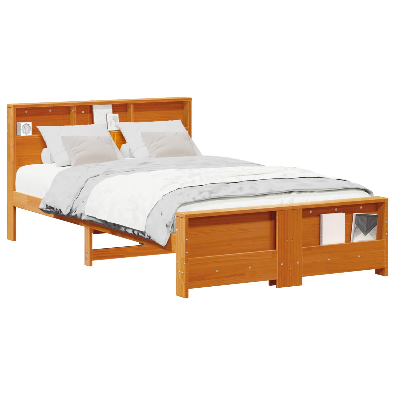 Sengestel med hovedgærde Voks brun 140 x 190 cm Konstrueret træ