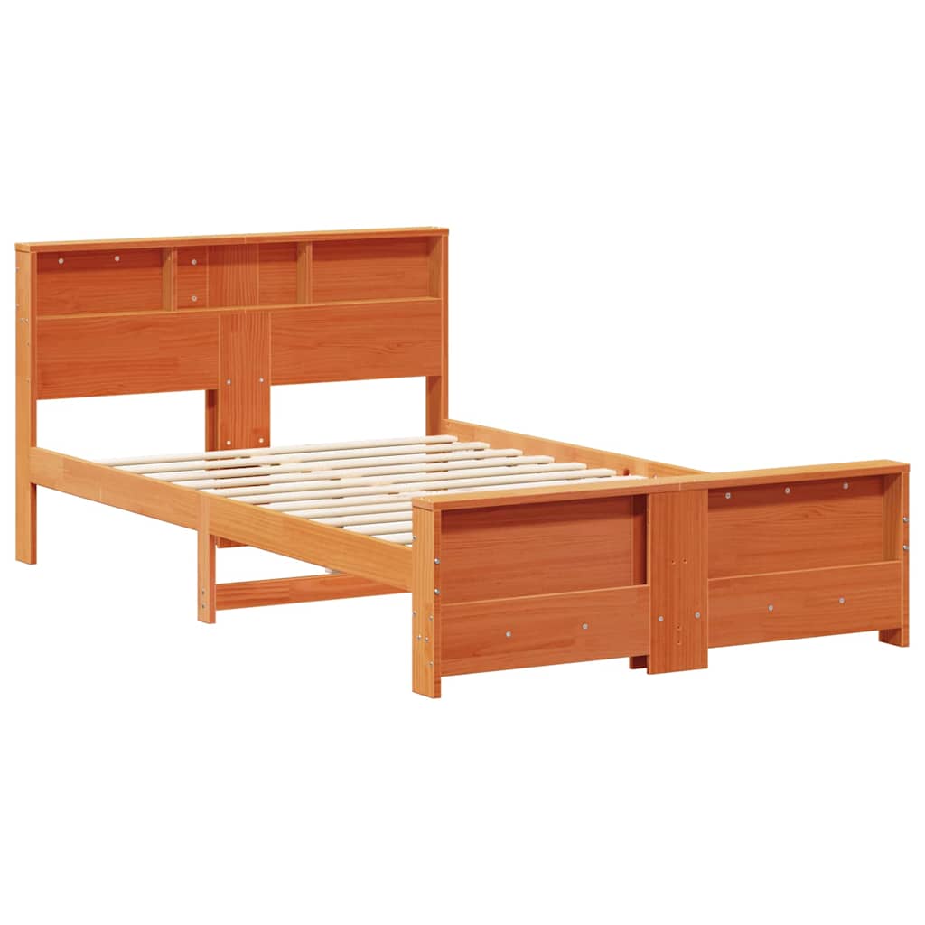 Sengestel med hovedgærde Voks brun 140 x 190 cm Konstrueret træ