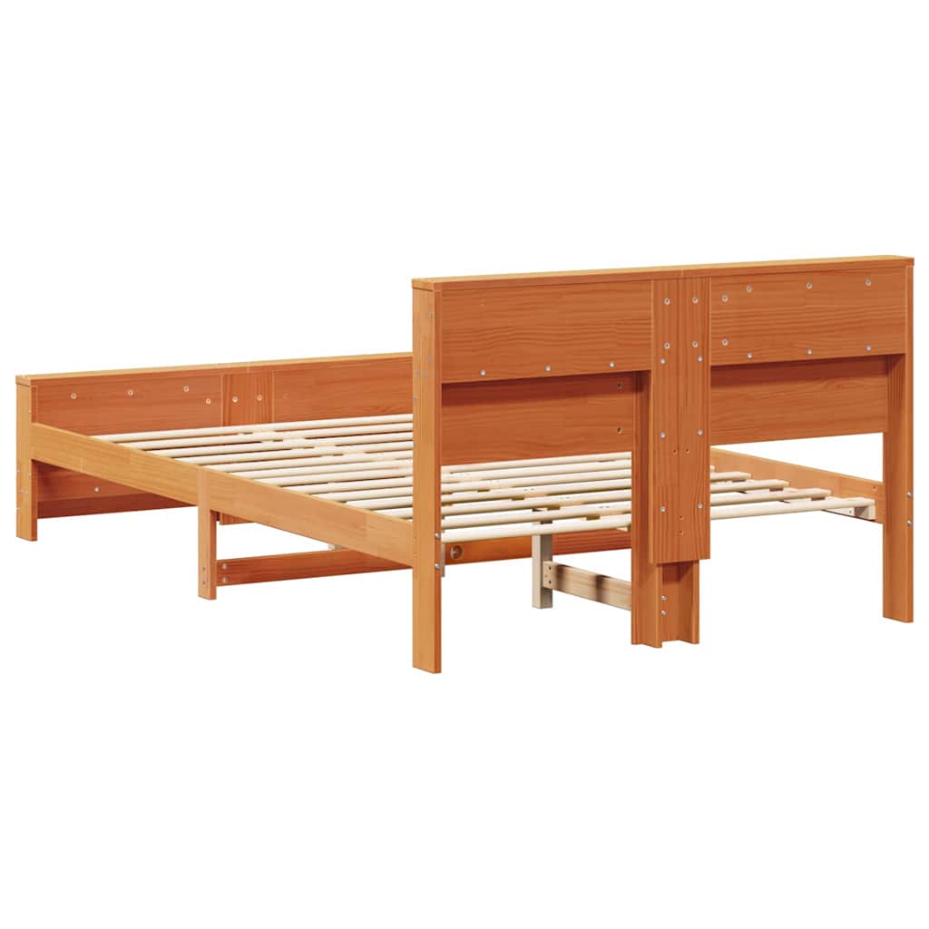 Sengestel med hovedgærde Voks brun 140 x 190 cm Konstrueret træ
