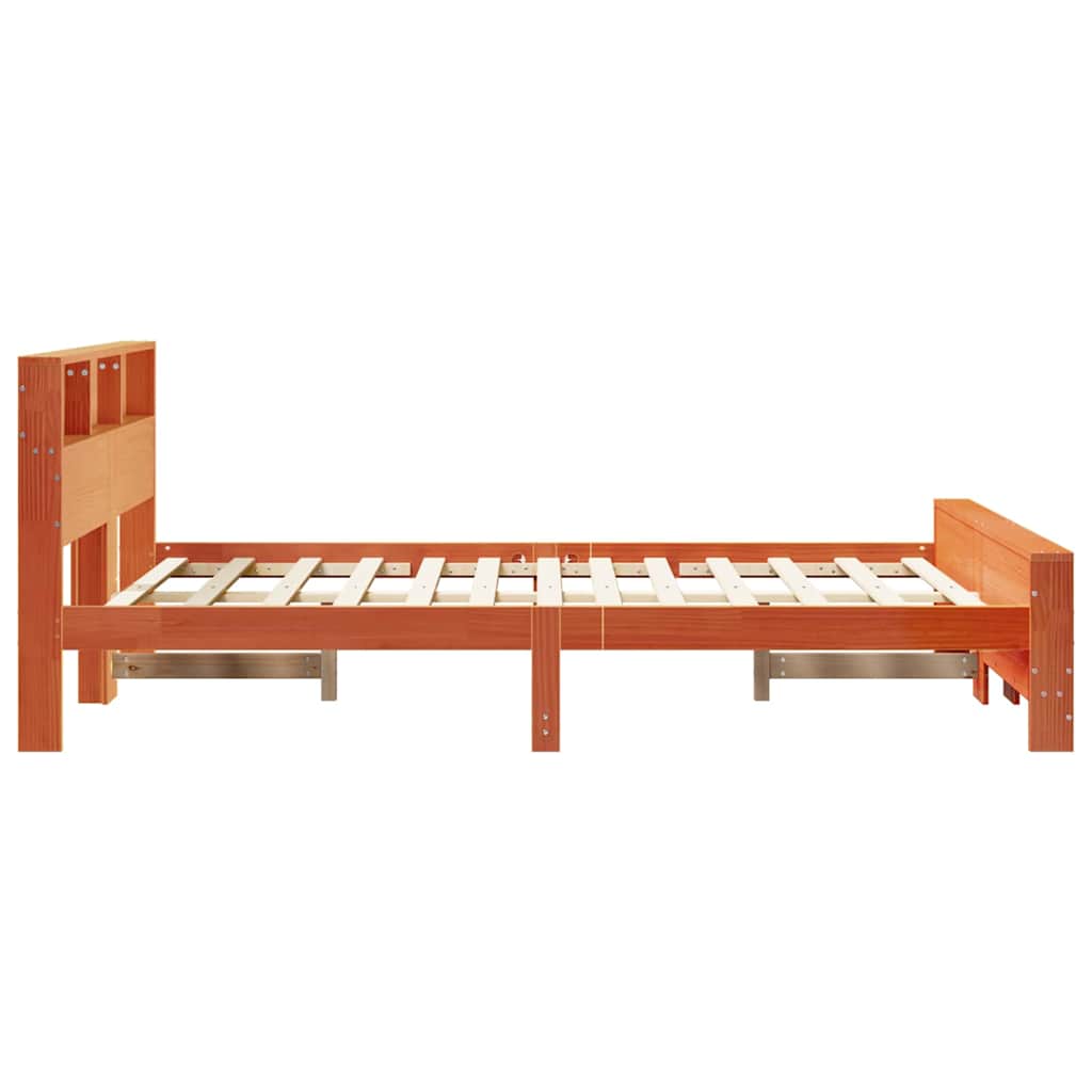 Sengestel med hovedgærde Voks brun 140 x 190 cm Konstrueret træ