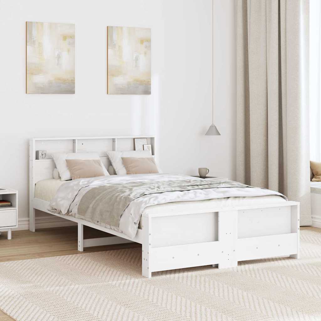 Sengestel med hovedgærde Hvid 120 x 190 cm Konstrueret træ