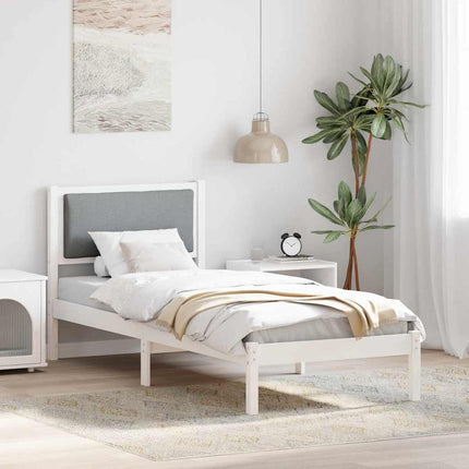 Sengestel med hovedgærde Lysegrå 80 x 190 cm Massiv fyrretræ