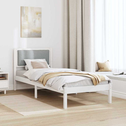 Sengestel med hovedgærde Lysegrå 80 x 190 cm Massiv fyrretræ