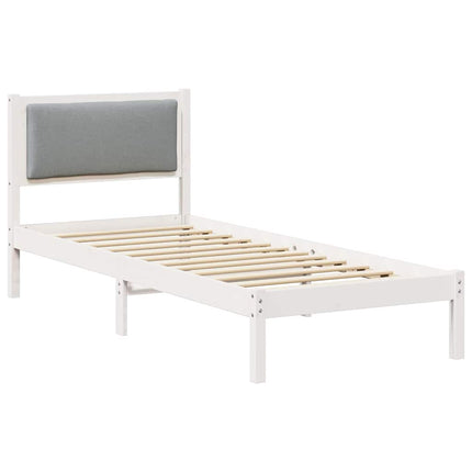 Sengestel med hovedgærde Lysegrå 80 x 190 cm Massiv fyrretræ