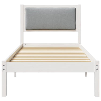 Sengestel med hovedgærde Lysegrå 80 x 190 cm Massiv fyrretræ