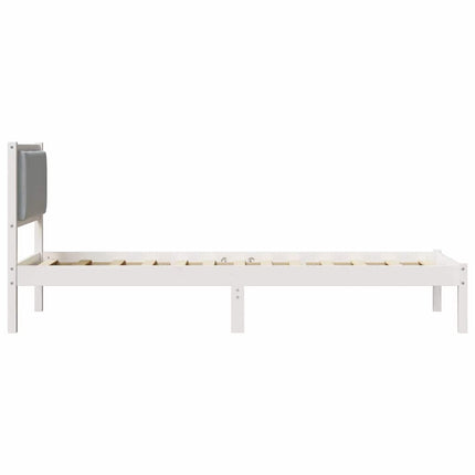Sengestel med hovedgærde Lysegrå 80 x 190 cm Massiv fyrretræ