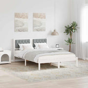 Sengestel med hovedgærde Lysegrå 140 x 200 cm Massiv fyrretræ