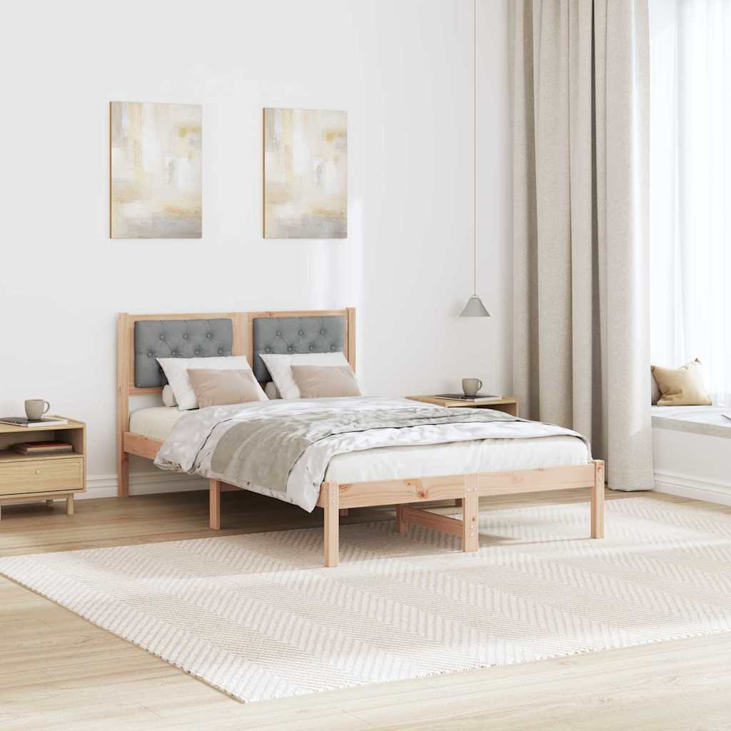 Sengestel med hovedgærde Lysegrå 120 x 200 cm Massiv fyrretræ