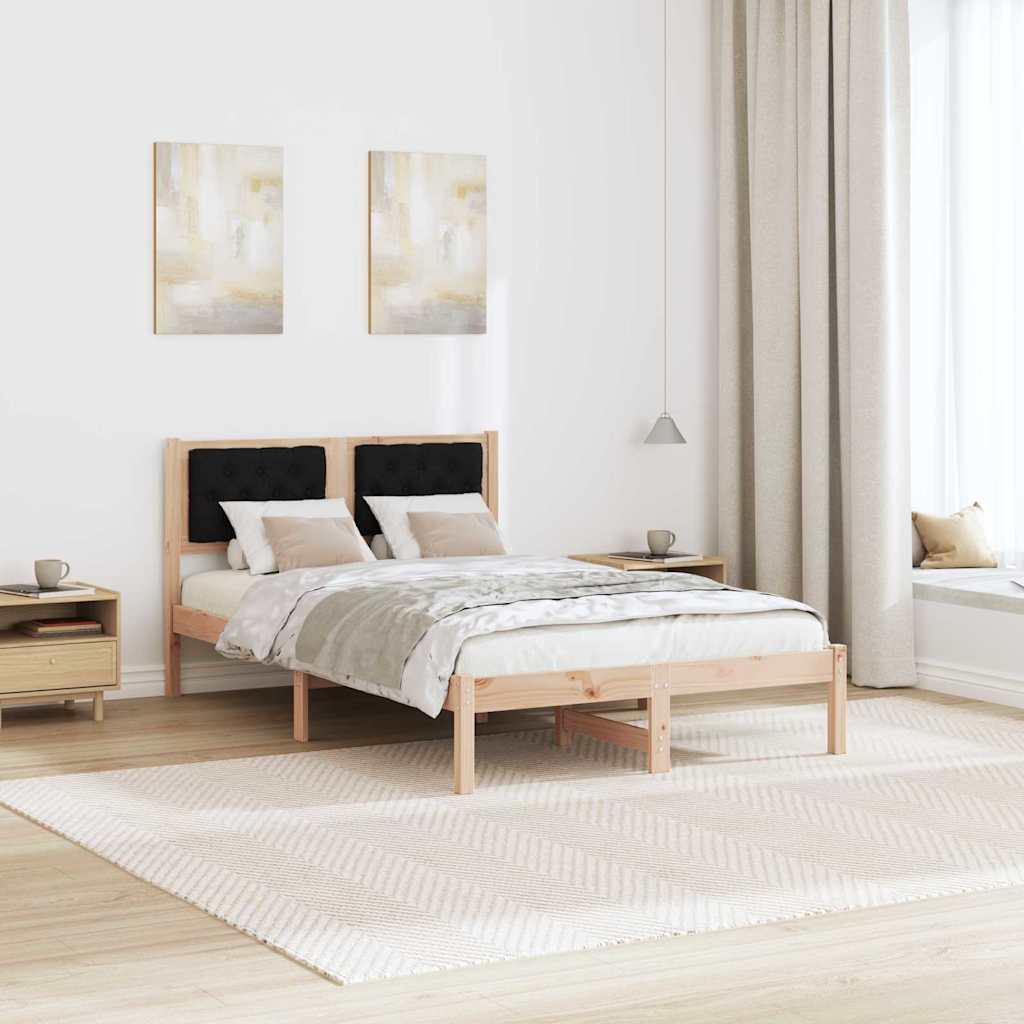 Sengestel med hovedgærde Sort 120 x 200 cm Massiv fyrretræ