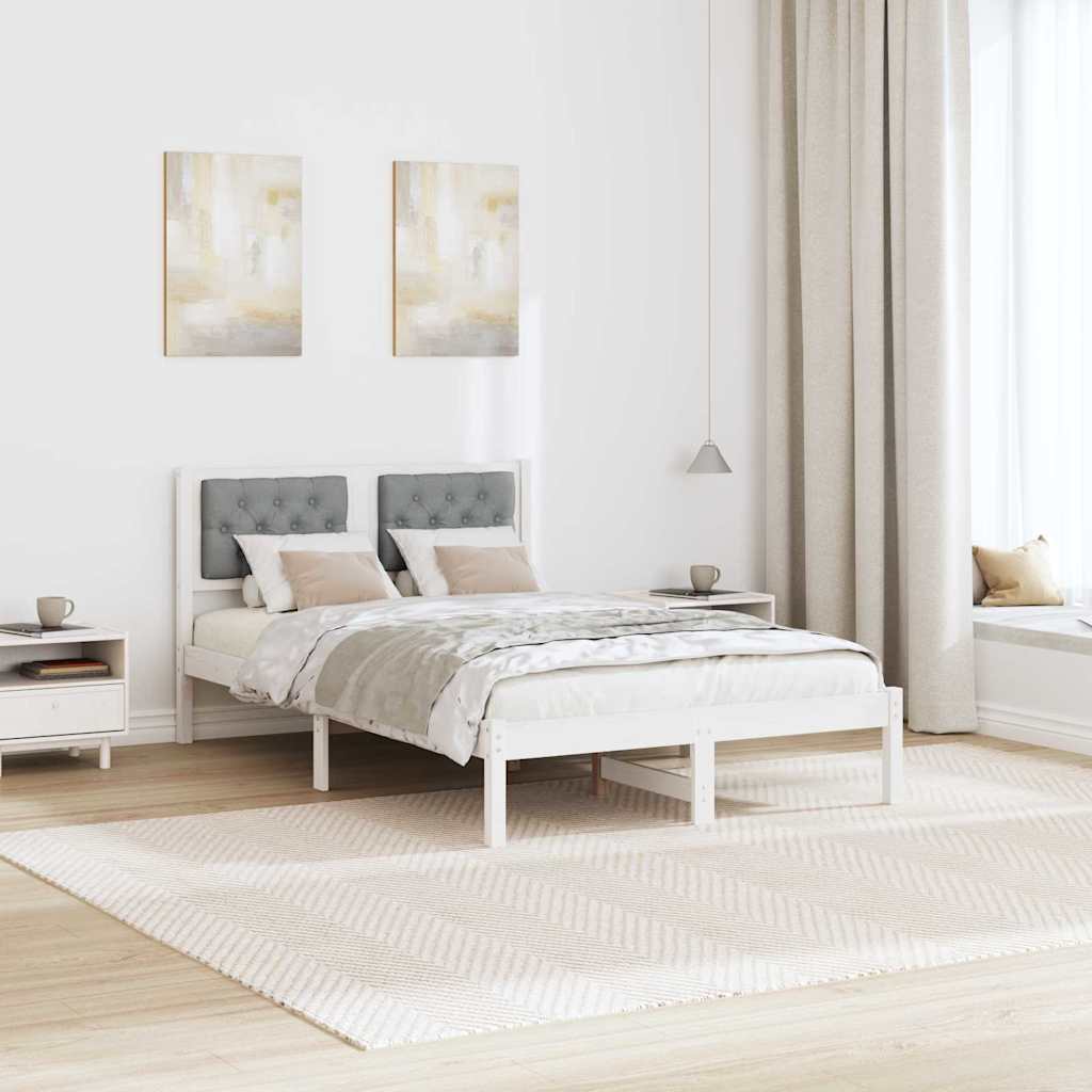 Sengestel med hovedgærde Lysegrå 120 x 200 cm Massiv fyrretræ