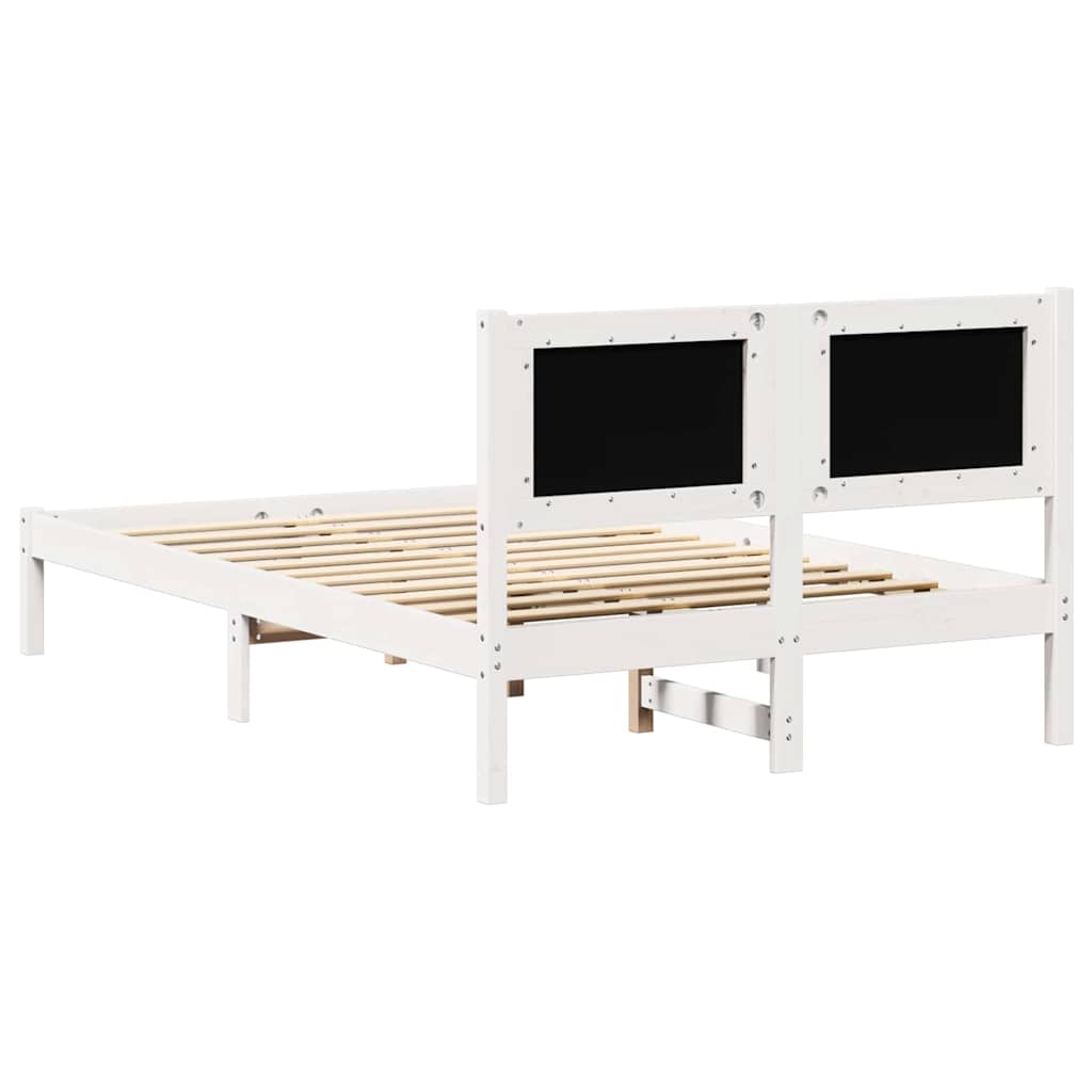Sengestel med hovedgærde Lysegrå 120 x 200 cm Massiv fyrretræ