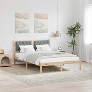 Sengestel med hovedgærde Lysegrå 140 x 190 cm Massiv fyrretræ