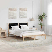 Sengestel med hovedgærde Sort 140 x 190 cm Massiv fyrretræ