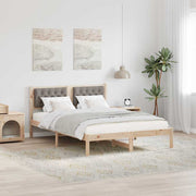 Sengestel med hovedgærde Gråbrun 140 x 190 cm Massiv fyrretræ