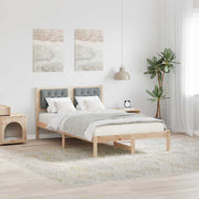 Sengestel med hovedgærde Lysegrå 135 x 190 cm Massiv fyrretræ