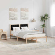 Sengestel med hovedgærde Sort 135 x 190 cm Massiv fyrretræ