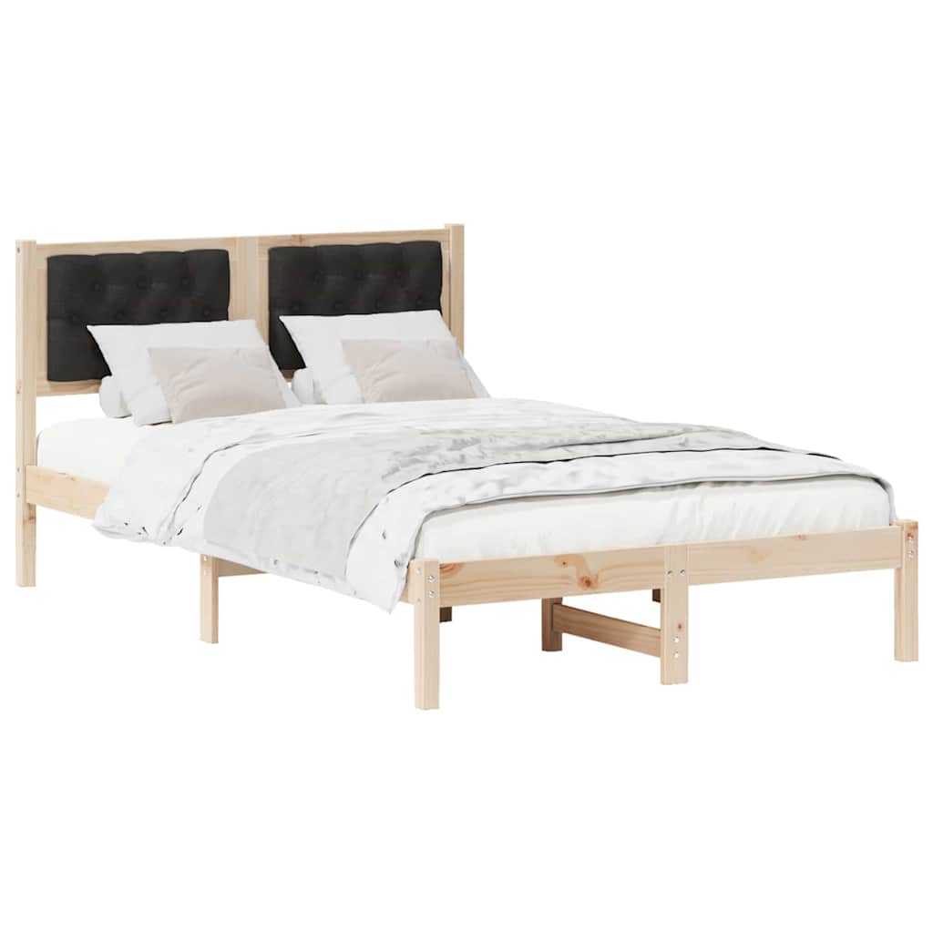 Sengestel med hovedgærde Sort 120 x 190 cm Massiv fyrretræ