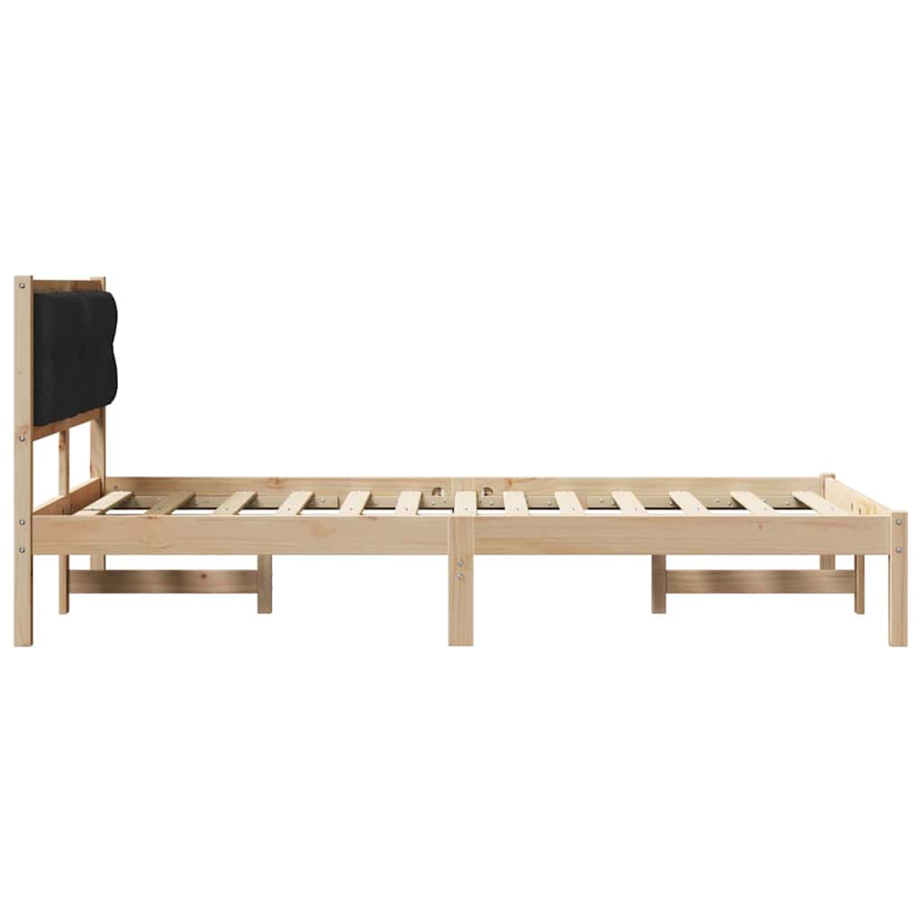 Sengestel med hovedgærde Sort 120 x 190 cm Massiv fyrretræ