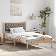 Sengestel med hovedgærde Gråbrun 100 x 200 cm Massiv fyrretræ