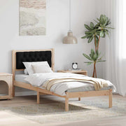 Sengestel med hovedgærde Sort 90 x 190 cm Massiv fyrretræ