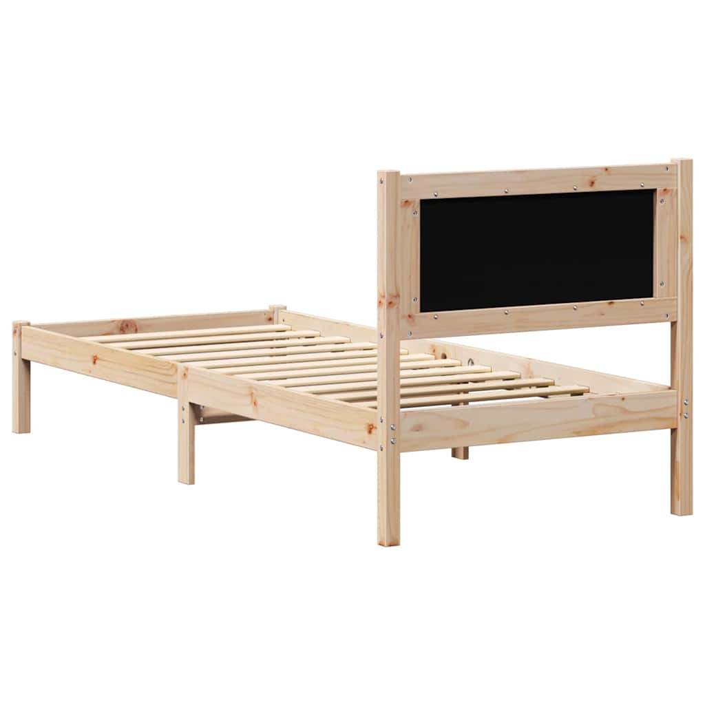 Sengestel med hovedgærde Sort 90 x 190 cm Massiv fyrretræ